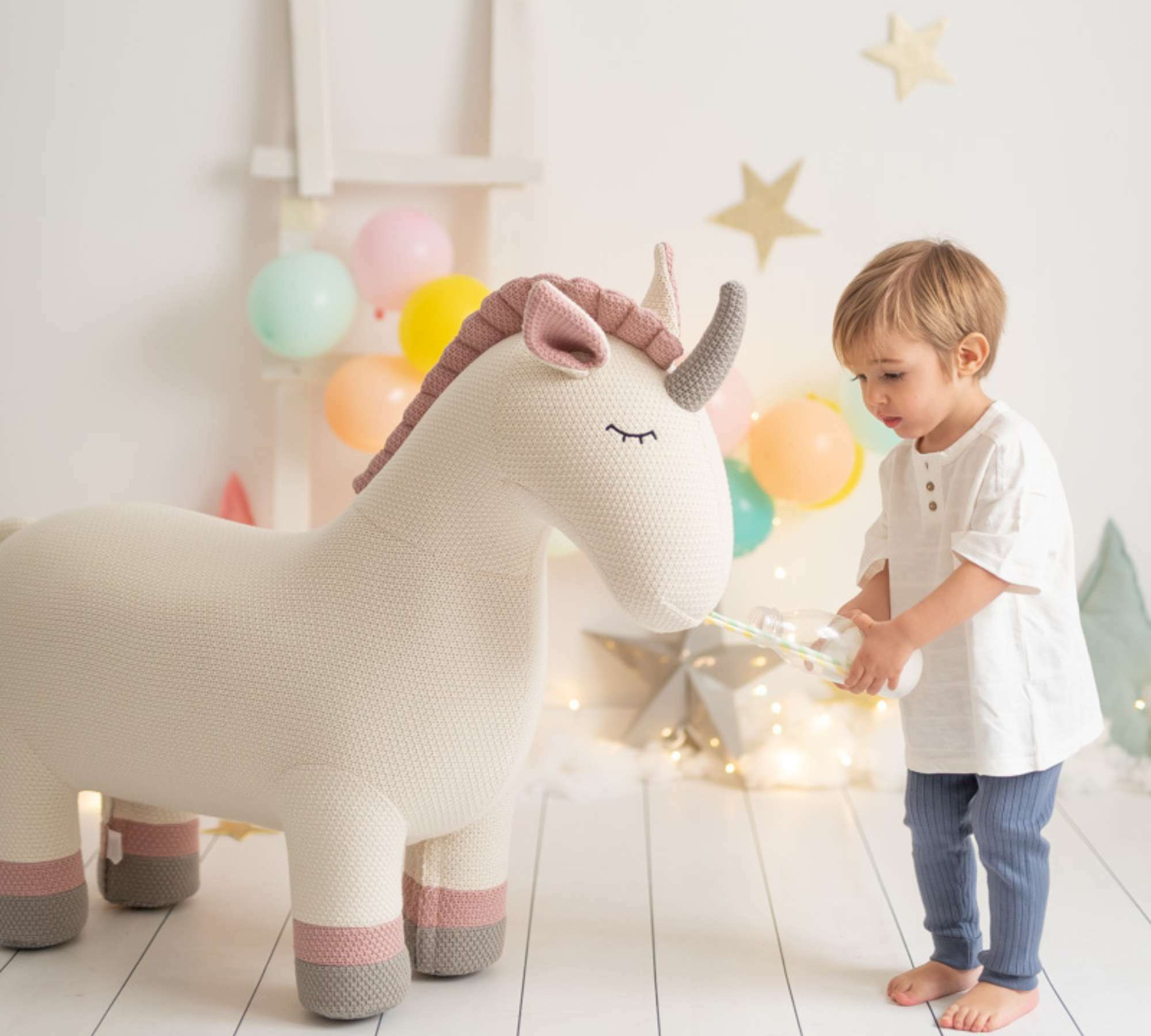 Unicorn Maxi Plush Toy Cotton Wood White 5