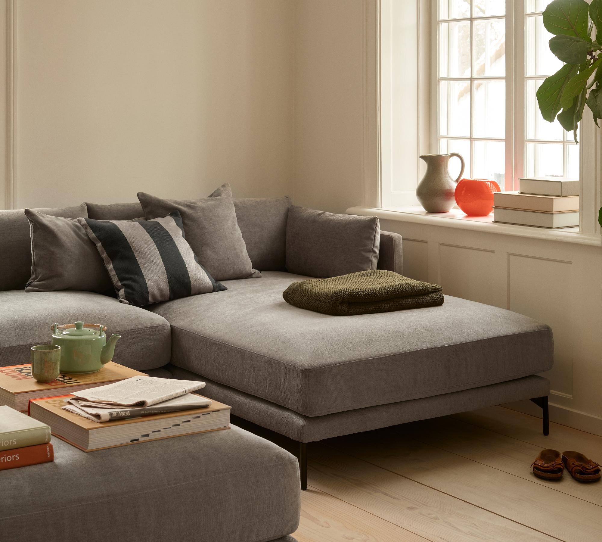 Vincent 1-seater chaise longue right Planet Grey Green 0