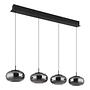 Quintara Type C LED pendant light smoked glass iron 4-light 3