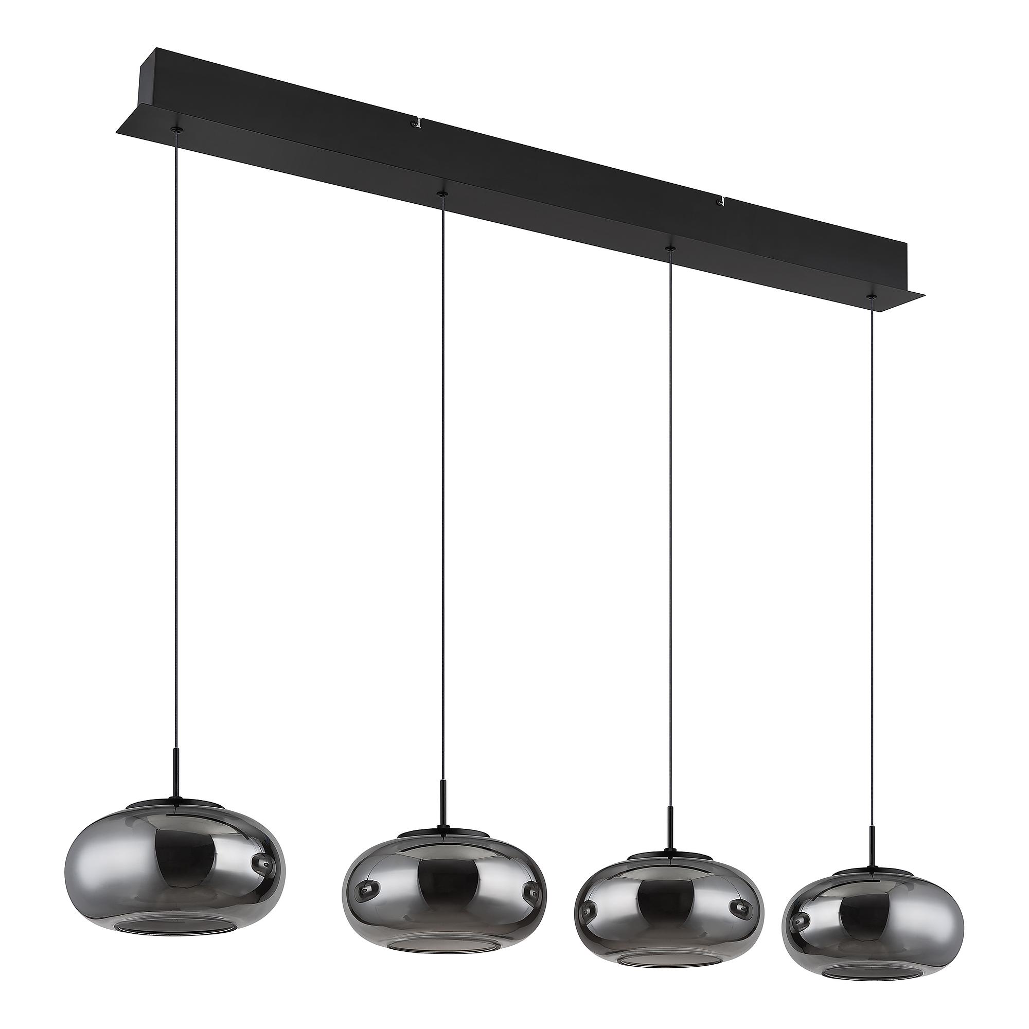 Quintara Type C LED pendant light smoked glass iron 4-light 3
