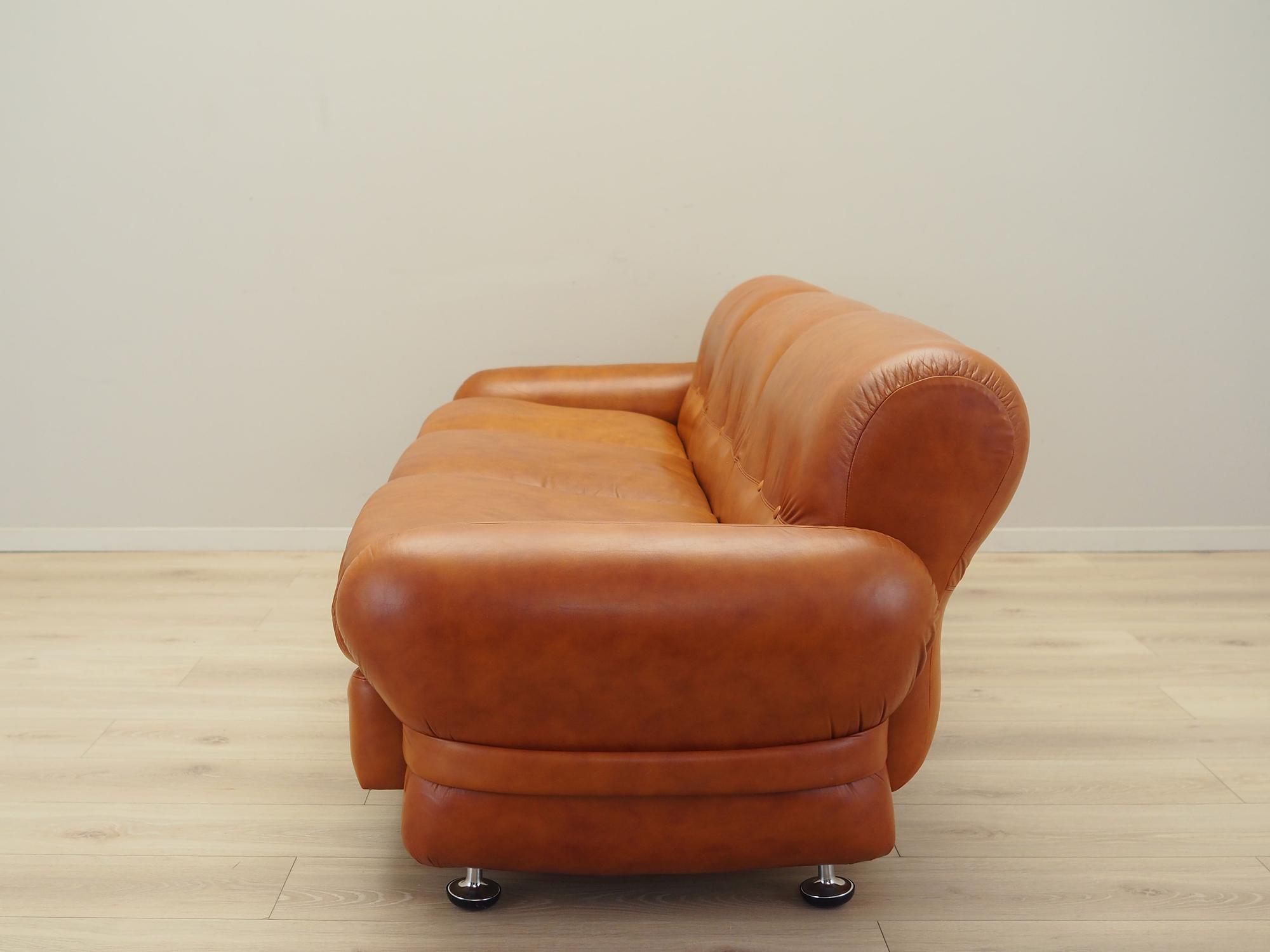 Sofa Leather Red 1970s 3