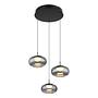 Quintara Type A LED pendant lamp smoked glass iron 3-flame 3