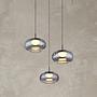Quintara Type A LED pendant lamp smoked glass iron 3-flame 0