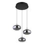 Quintara Type A LED pendant lamp smoked glass iron 3-flame 4