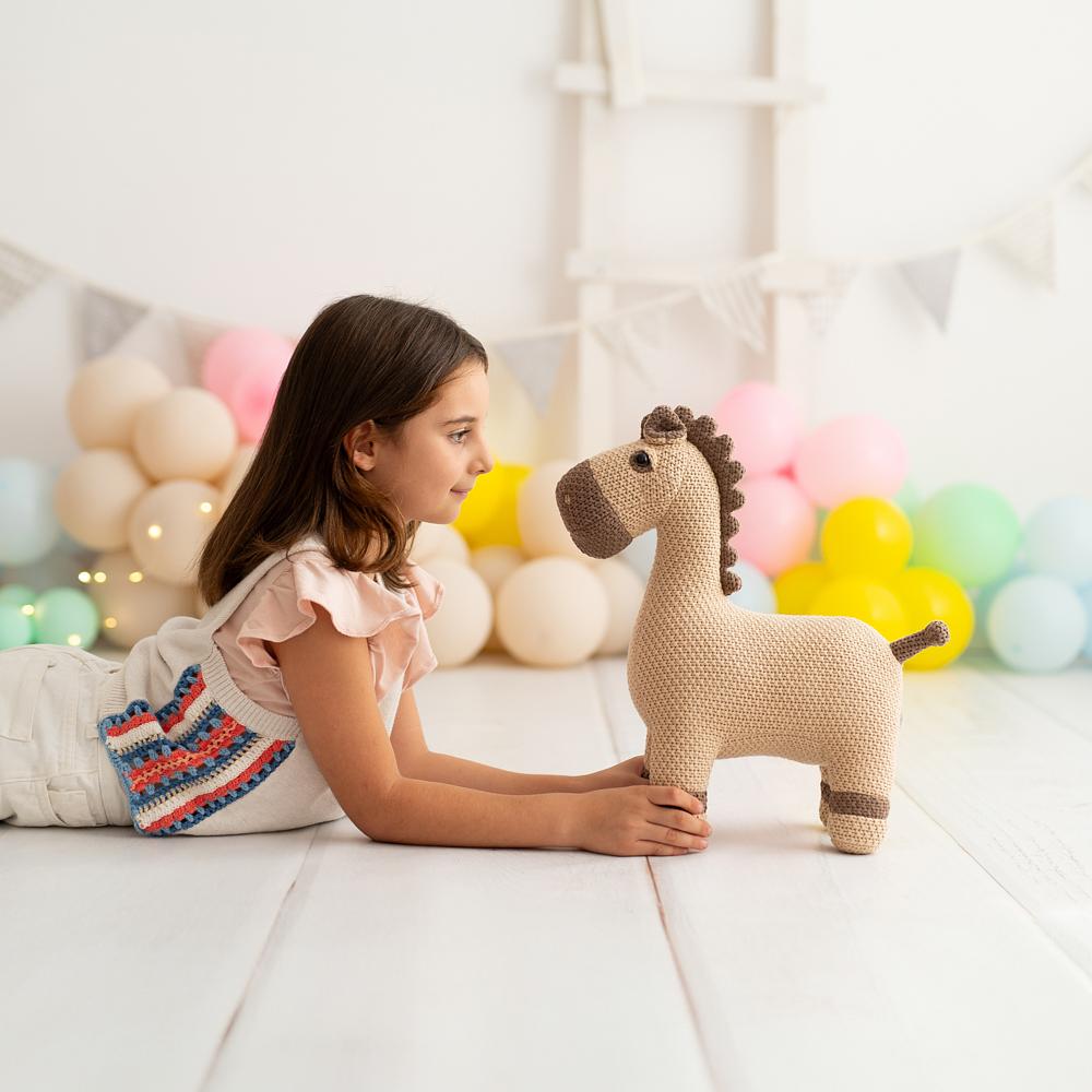 Horse Mini Plush Toy Cotton Brown 8