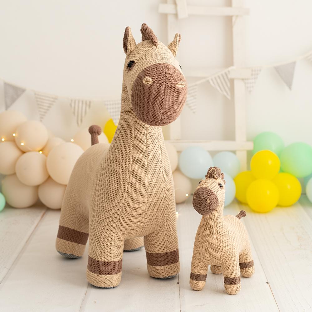 Pferd Maxi & Pferd Mini Plüschtier Baumwolle Braun 0