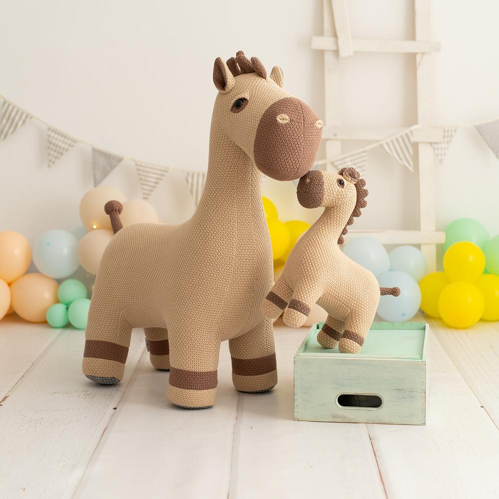 Pferd Maxi & Pferd Mini Plüschtier Baumwolle Braun 5