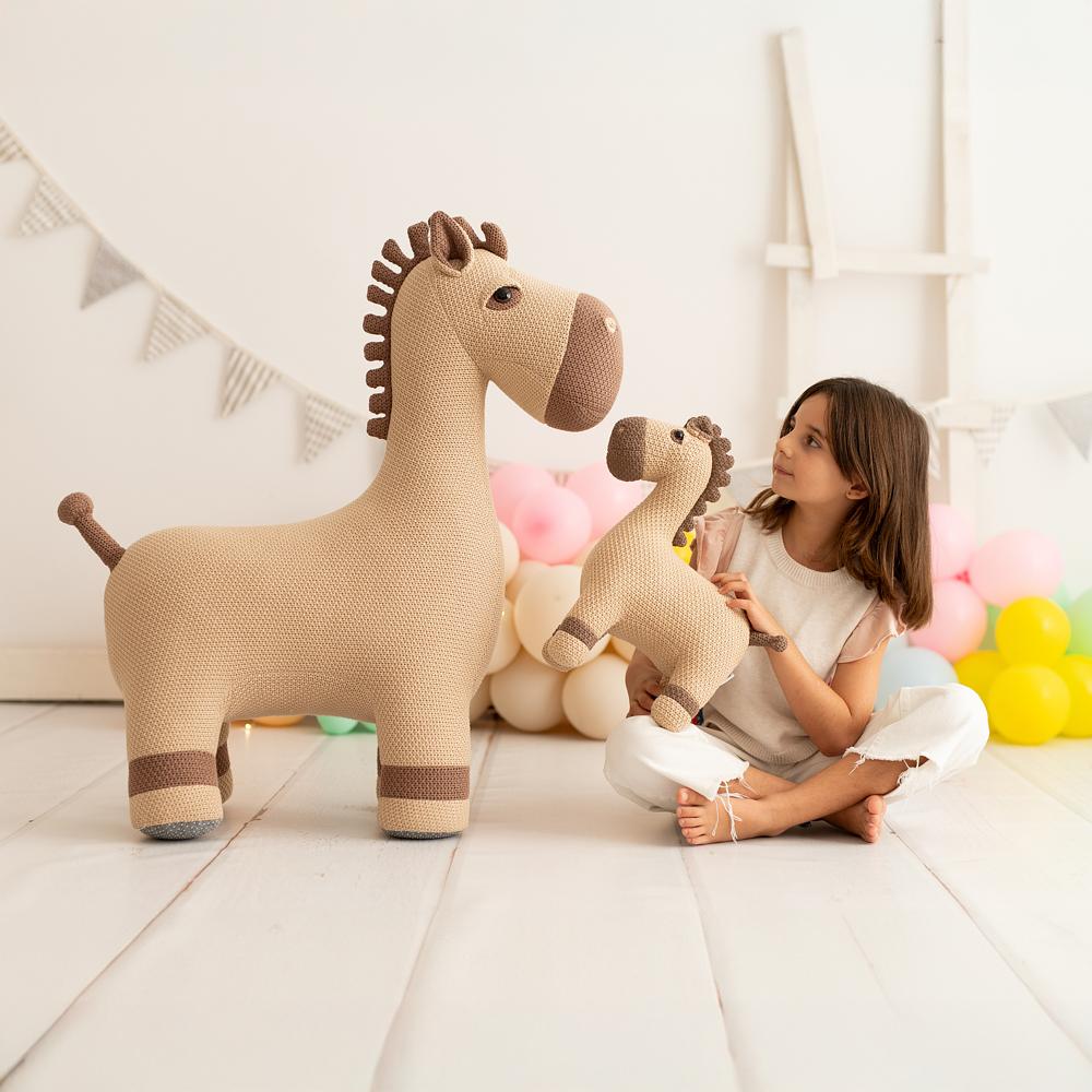 Pferd Maxi & Pferd Mini Plüschtier Baumwolle Braun 8