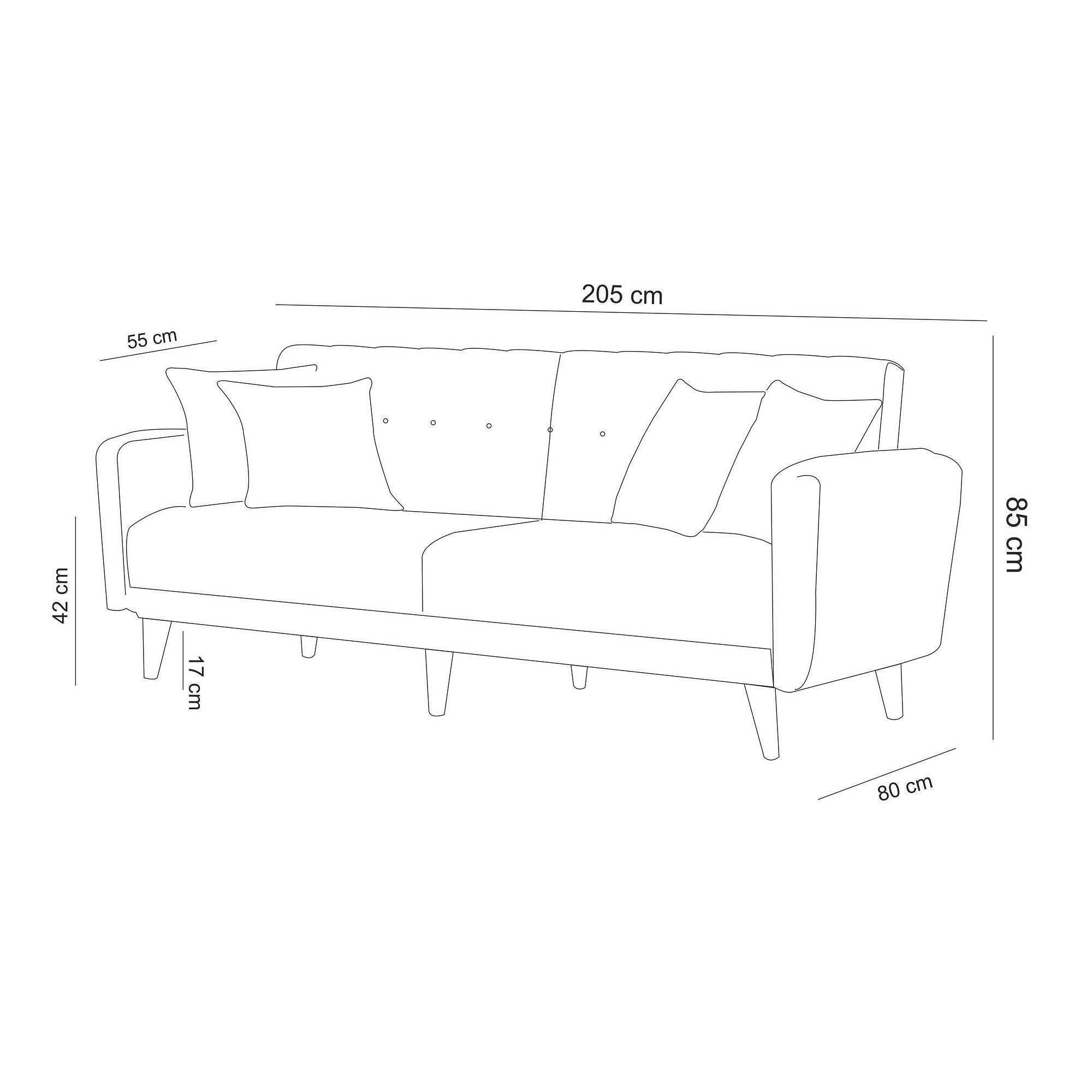 Aria Set divano letto impiallacciatura di legno grigio 9