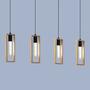 4-flame pendant light with wooden frame 0