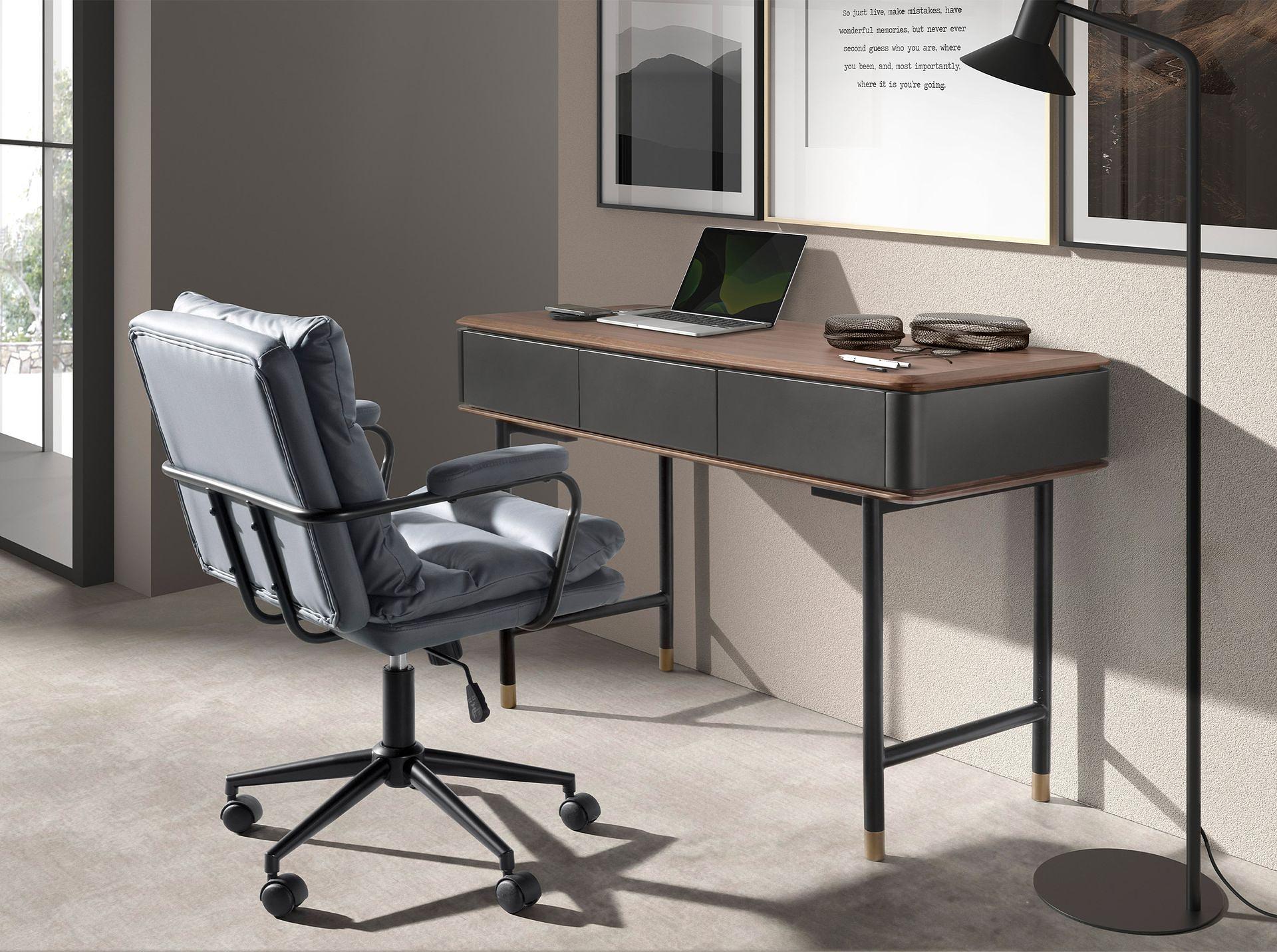 Swivel office chair textile grey 3