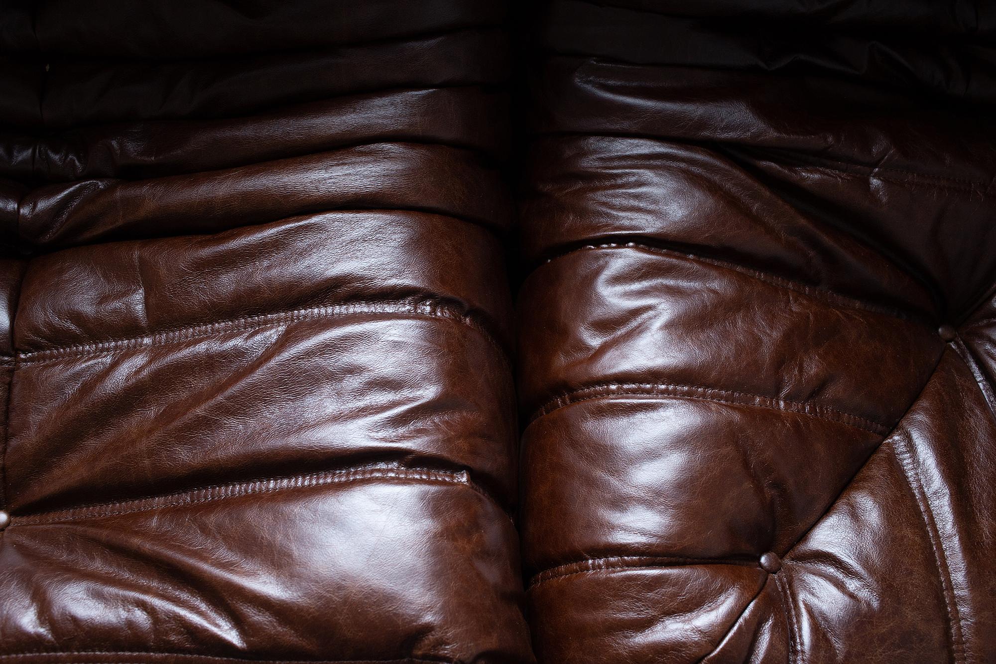Togo Armchair High-Gloss Leather Dark Brown 5