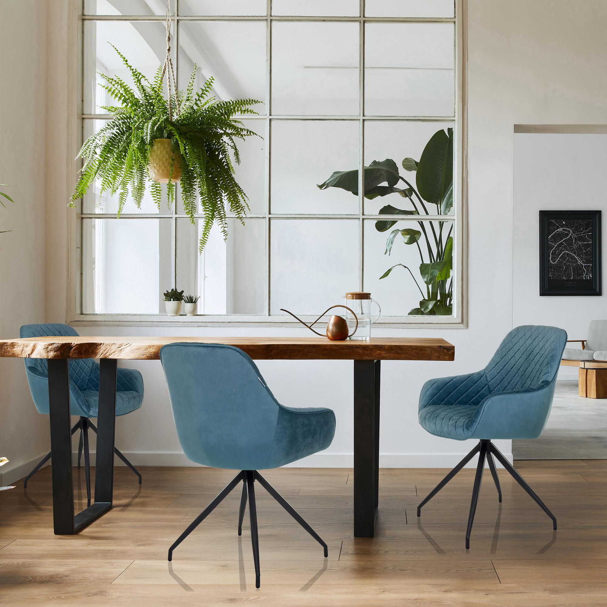 ELVERUM Dining chair Velvet Blue 2