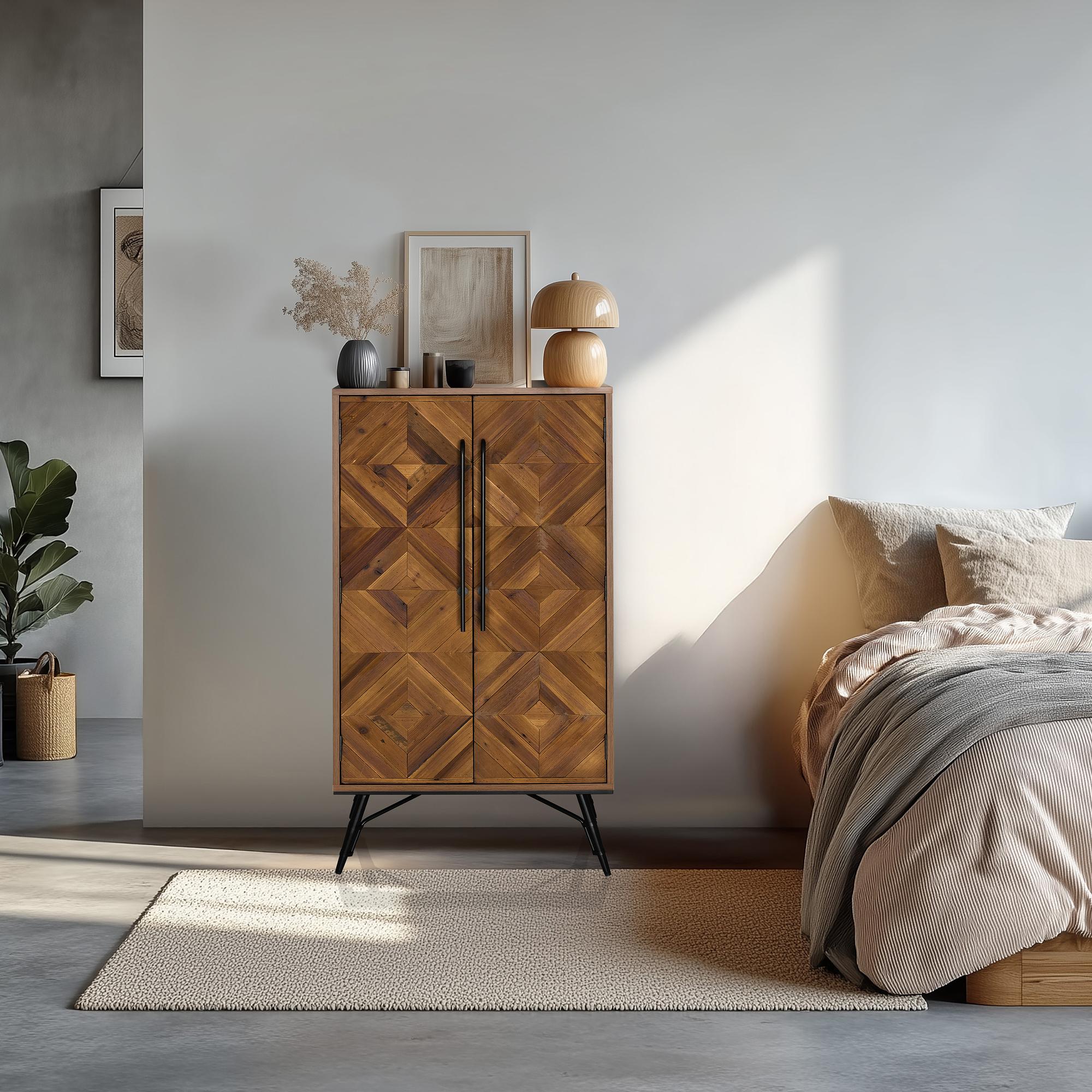 Highboard / Chest of drawers SANTJAGO WOOD HIGH 63x32x117 cm 2 doors Solid fir hjh LIVING 3
