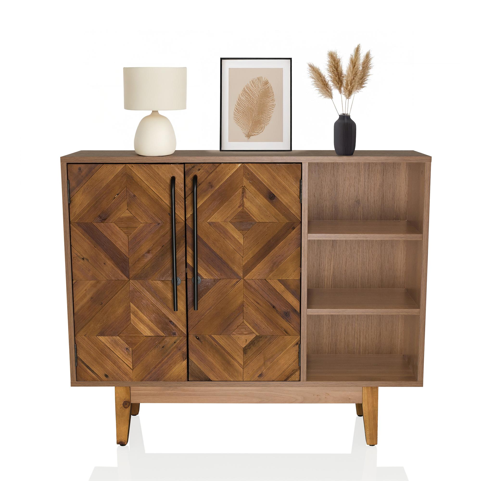 Chest of drawers SANTJAGO WOOD L 95x32x79.5 cm 2 doors 3 compartments Solid fir hjh LIVING 1