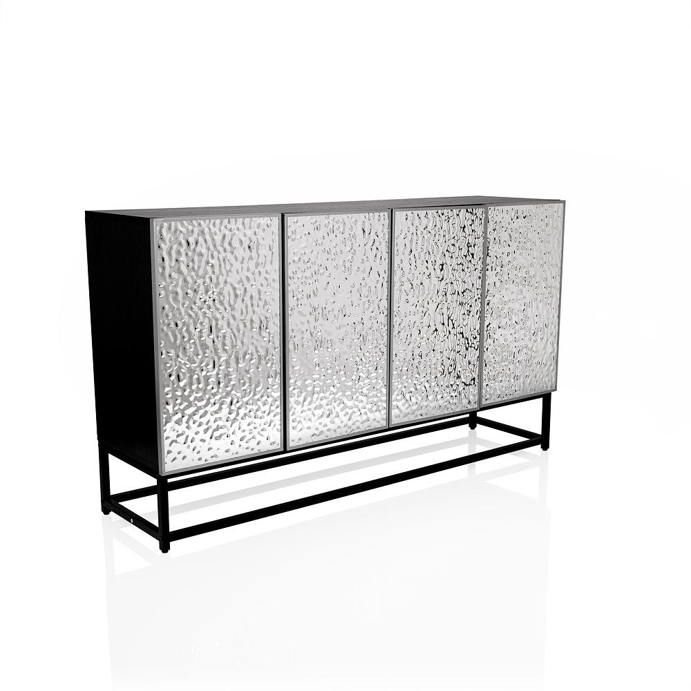 Sideboard / Chest of drawers METALLIO 140x37x80 cm 4 doors silver hjh LIVING 0