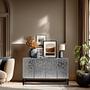 Sideboard / Chest of drawers METALLIO 140x37x80 cm 4 doors silver hjh LIVING 3
