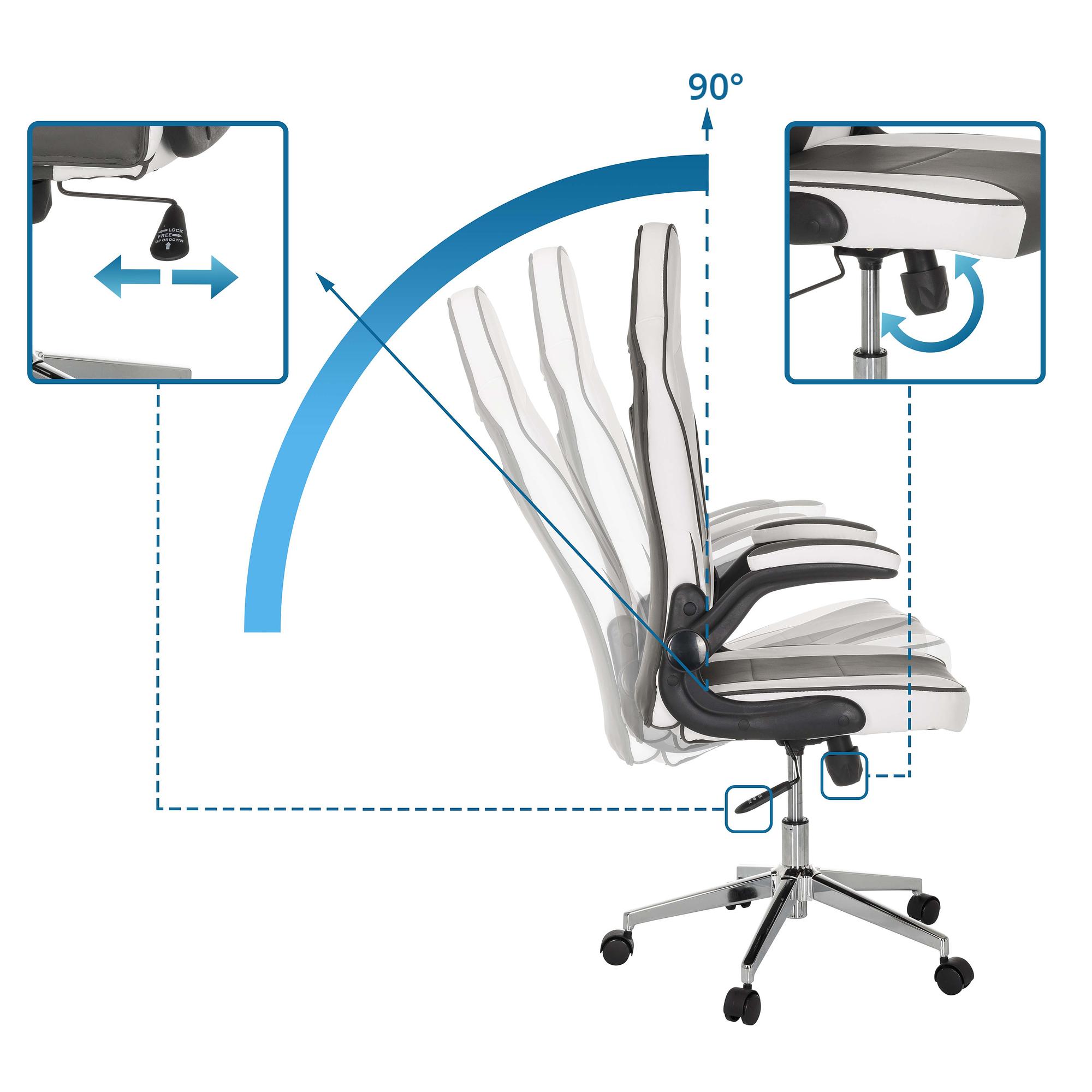 GAME SPORT PRO Office Chair Faux Leather White Grey 1