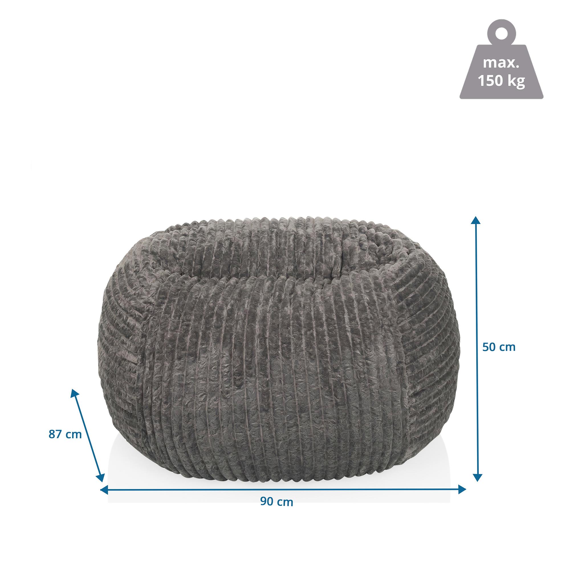 Sitzolo R Sitzsack Cord Stoff Grau 7