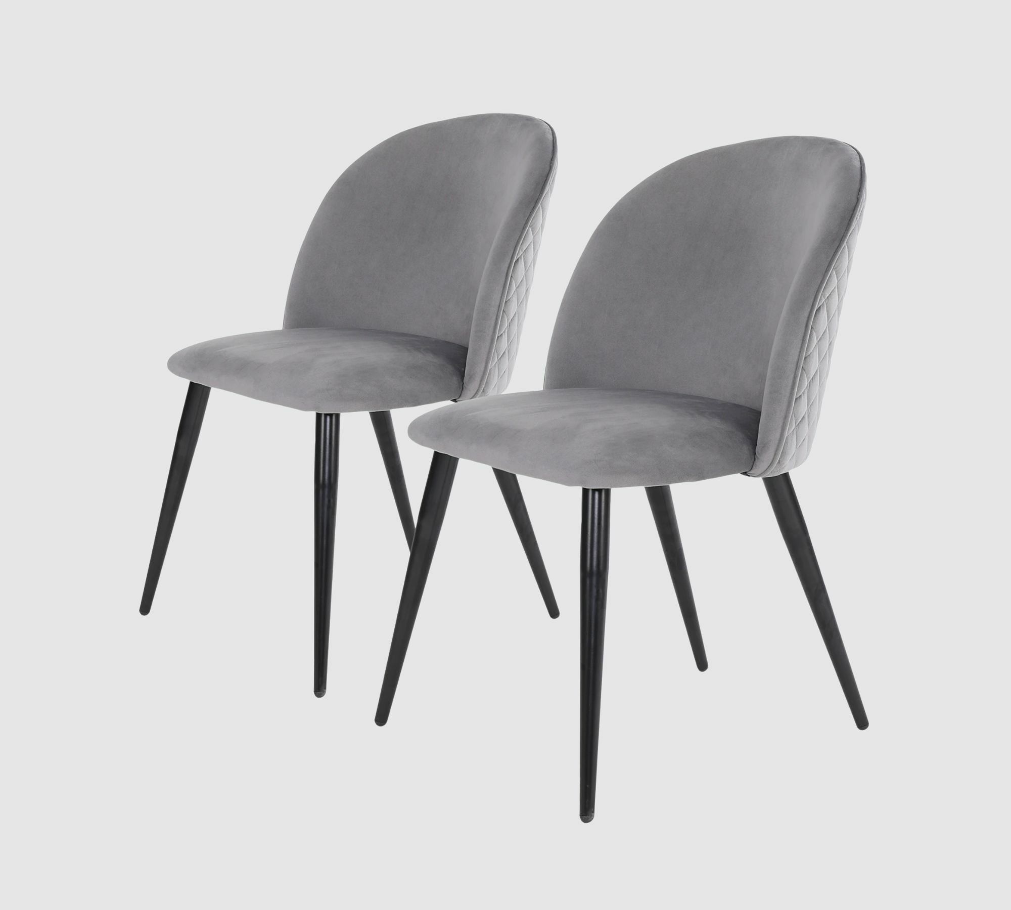 2x Velvet upholstered chair Grey 0