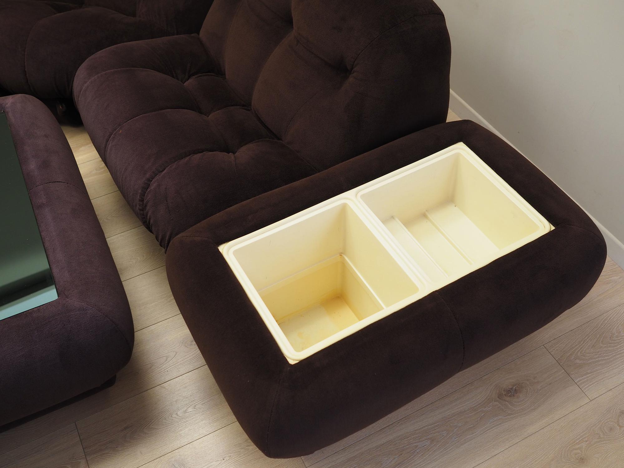 Living room set velvet brown 1970s 6