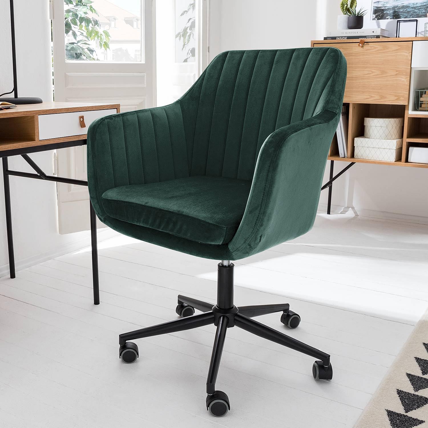 Leezy office swivel chair velvet green black 2