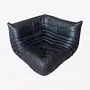 Togo corner sofa, Ottoman & 2x Armchair Madras-Leather Black 0
