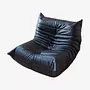 Togo corner sofa, Ottoman & 2x Armchair Madras-Leather Black 2