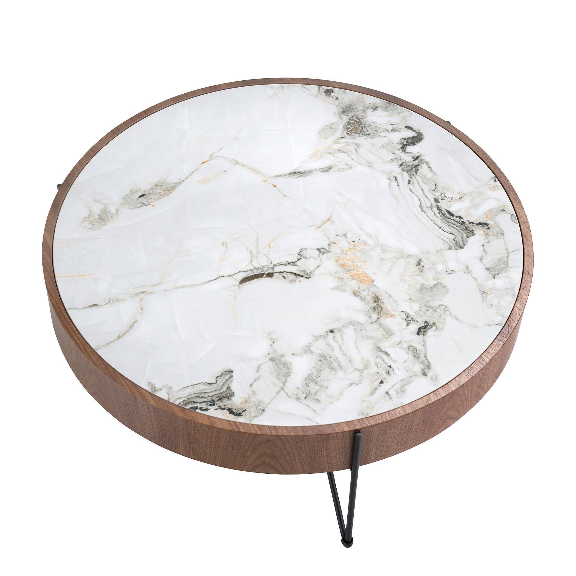Round coffee table marble steel 4