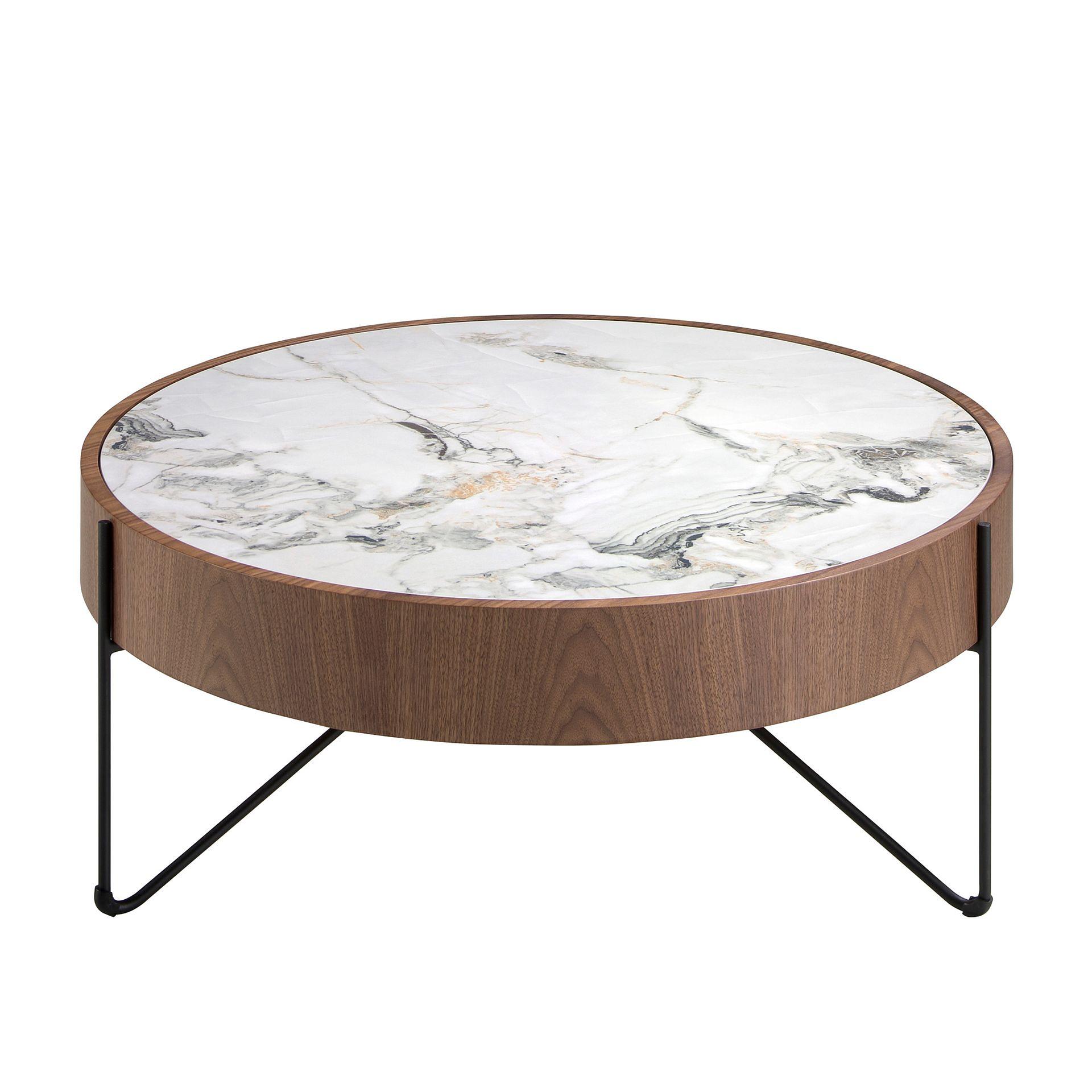 Round coffee table marble steel 0