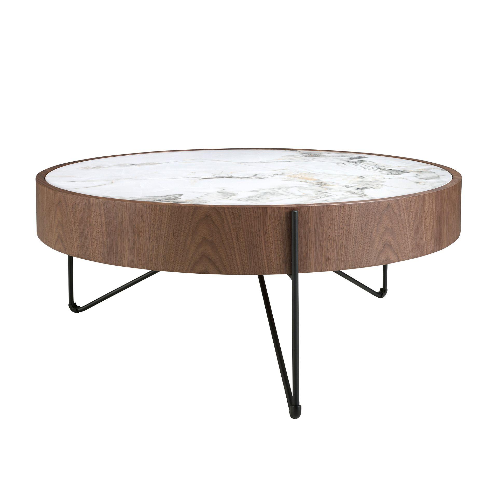 Round coffee table marble steel 1