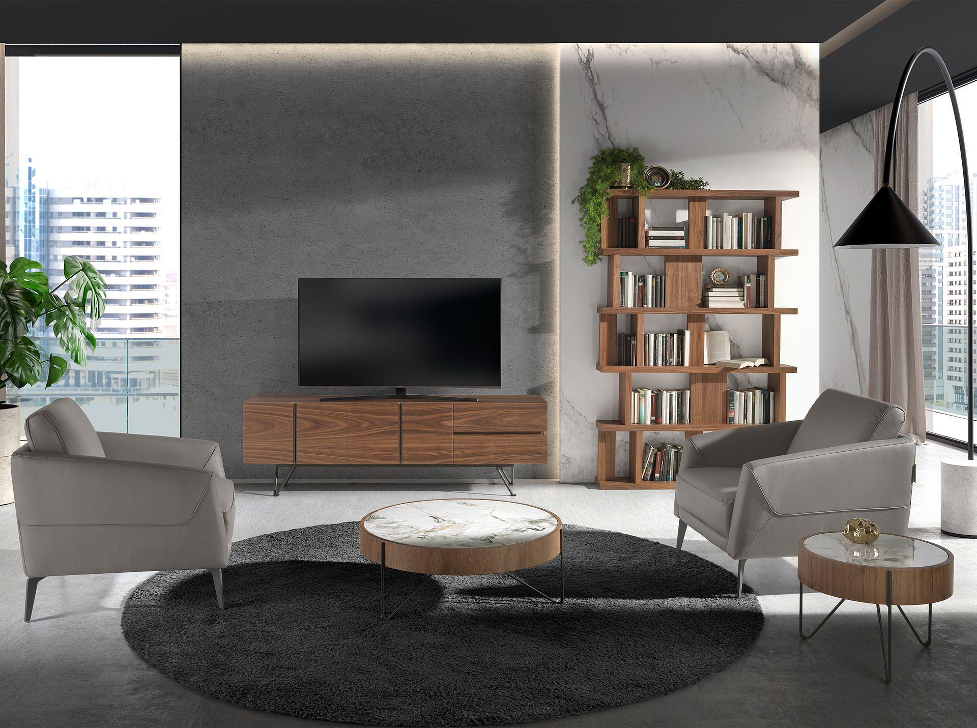 Round coffee table marble steel 3