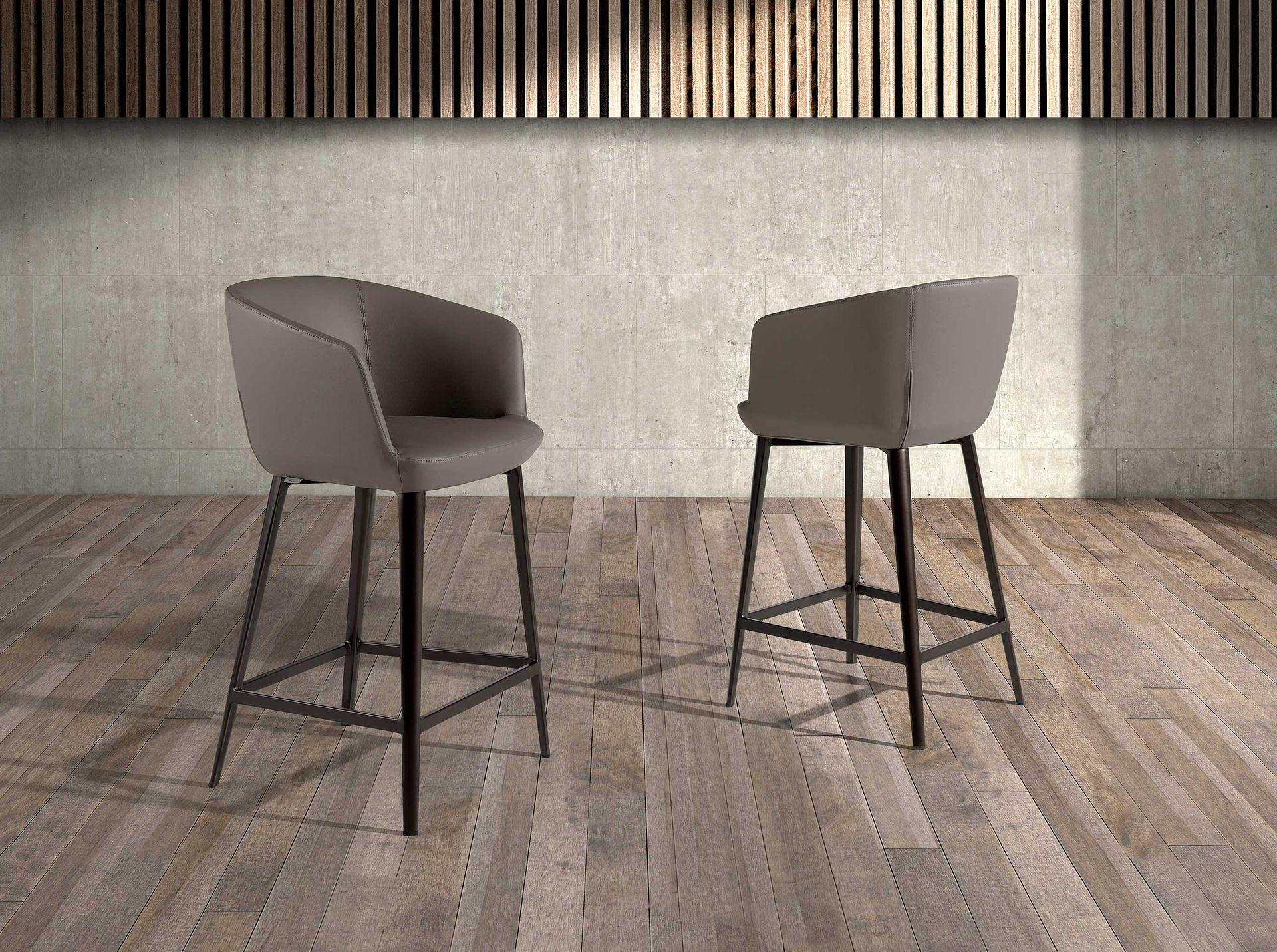 Bar stool faux leather grey 2