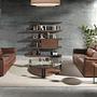 Round side table walnut steel 3