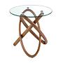 Runder Beistelltisch Glas Nussbaumfurnier 0