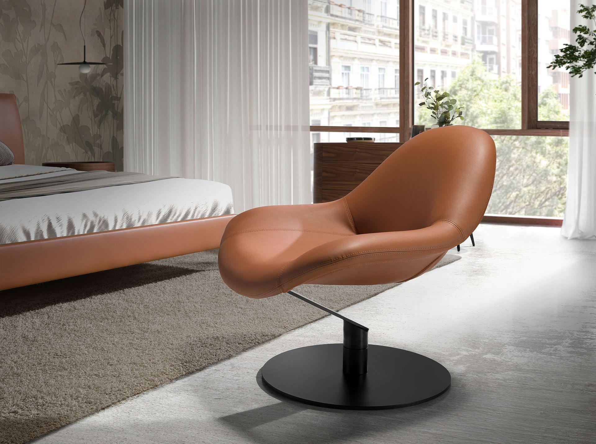 Swiveling armchairFaux leatherBrown 2
