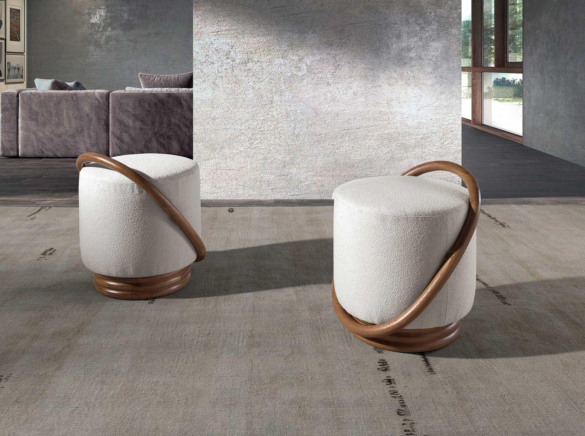 Fußhocker Textil Weiß 2