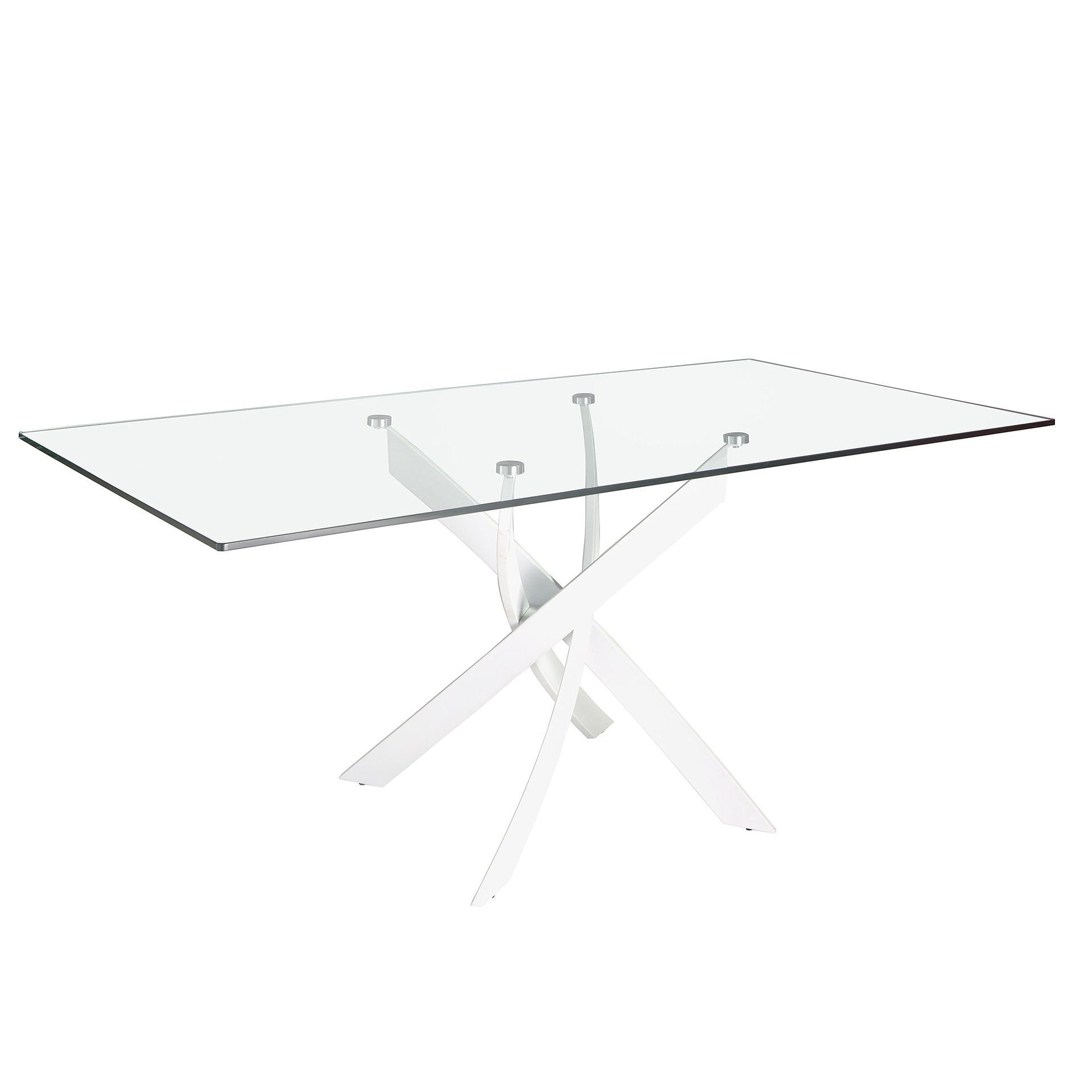 Rechteckiger Esstisch Stahl Glas 0