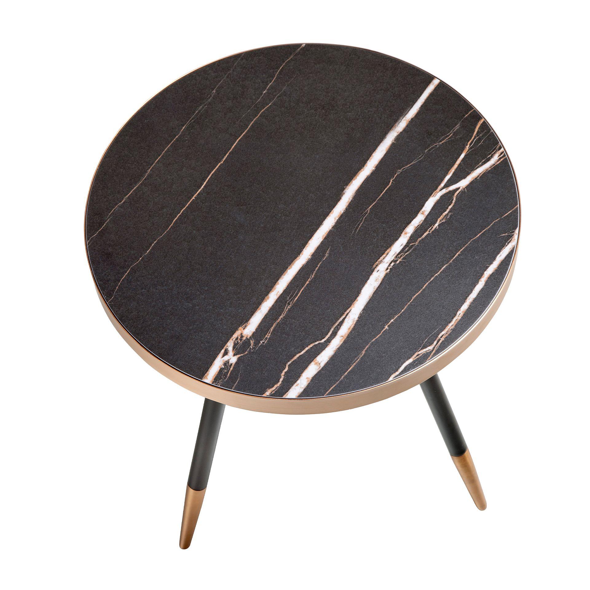 Round side table marble steel 7
