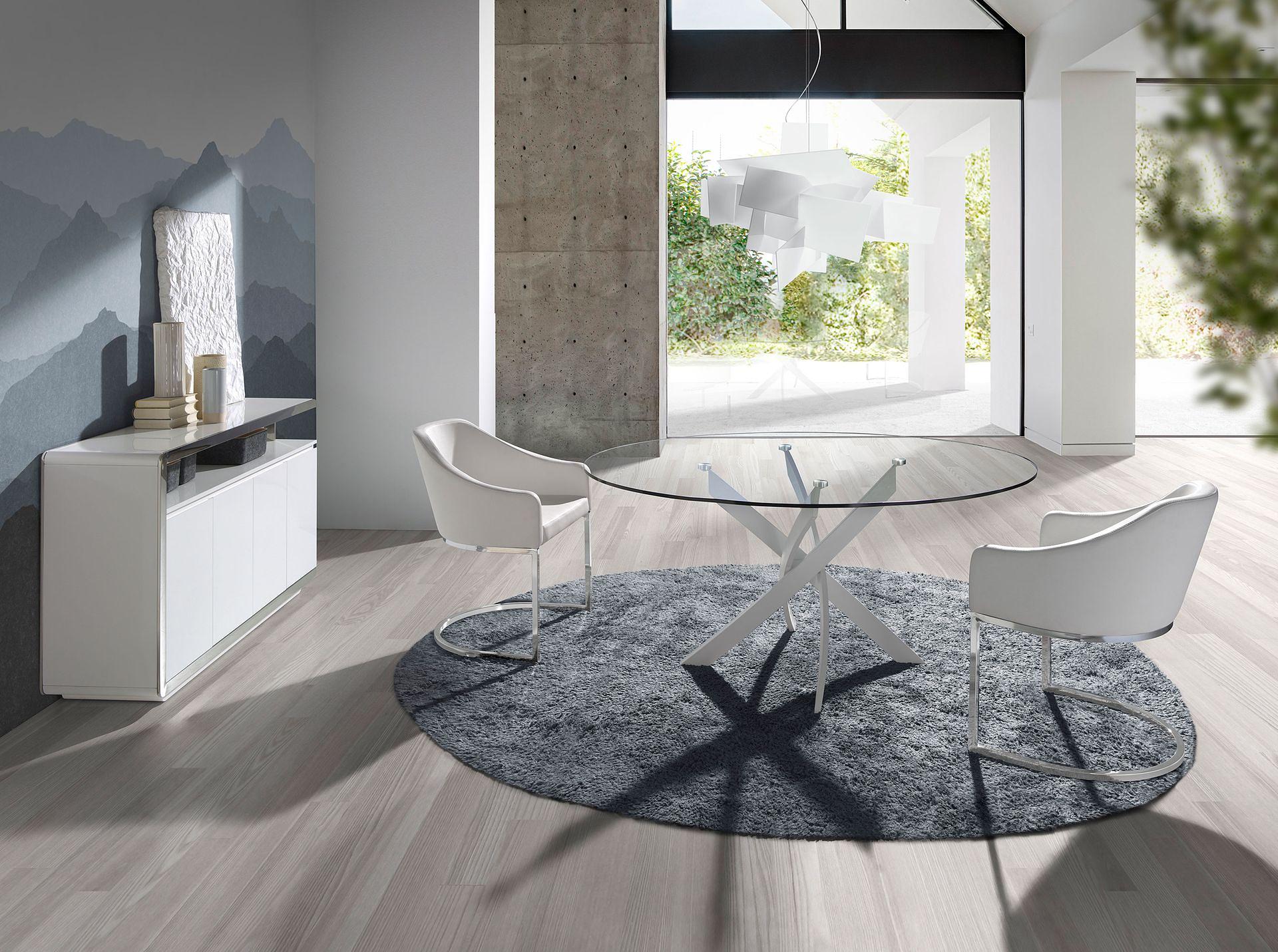 Round dining table
Glass
Steel
White 2