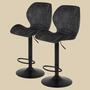 2x Barhocker in Steppoptik Samt Anthrazit  0