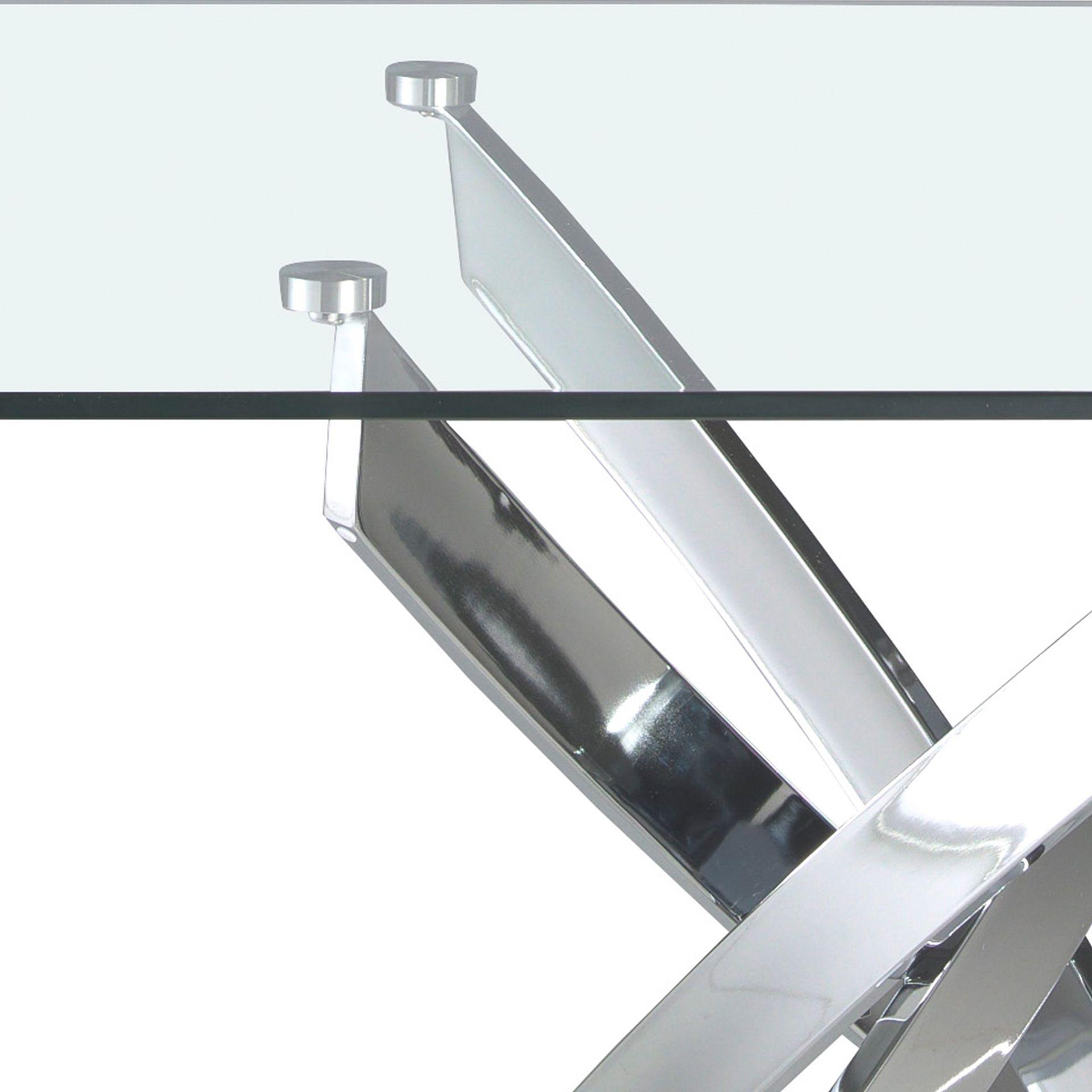 Dining table glass steel silver 4