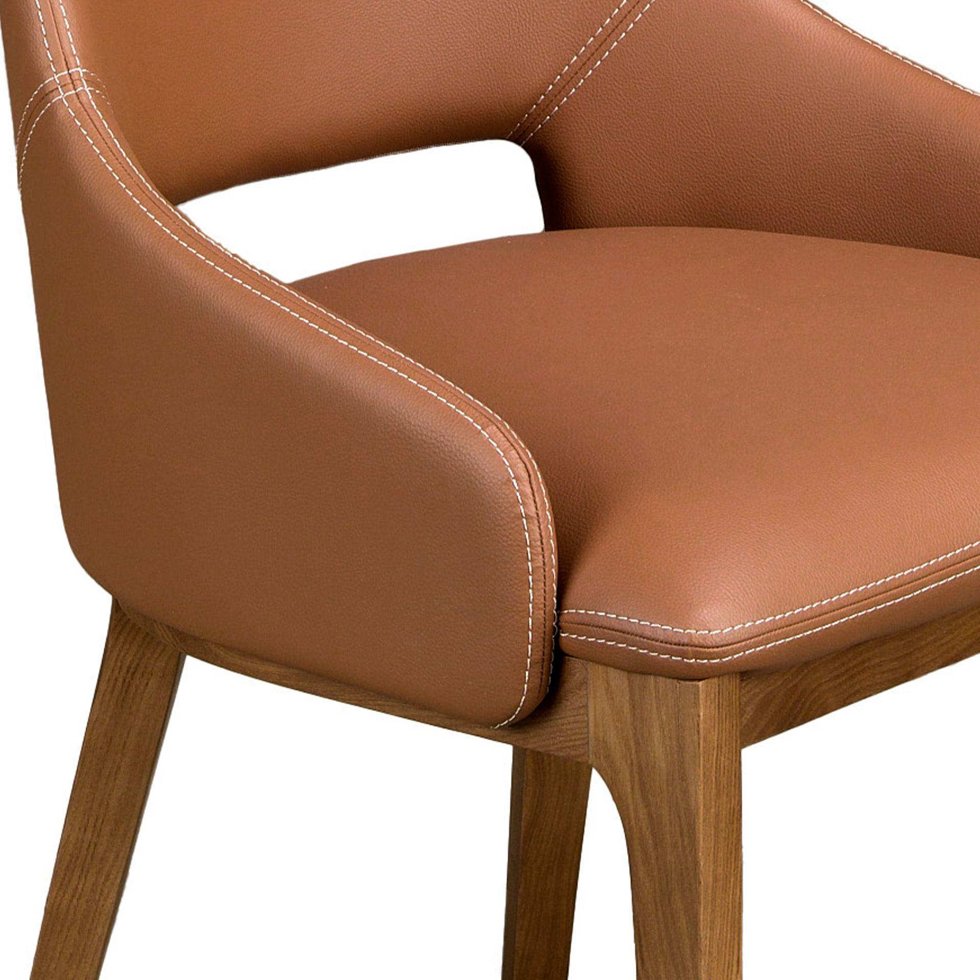 Dining chair faux leather brown 4
