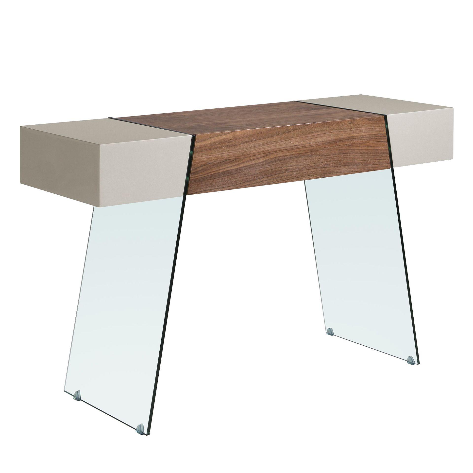 Rectangular console table walnut glass 0