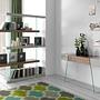 Rectangular console table walnut glass 2
