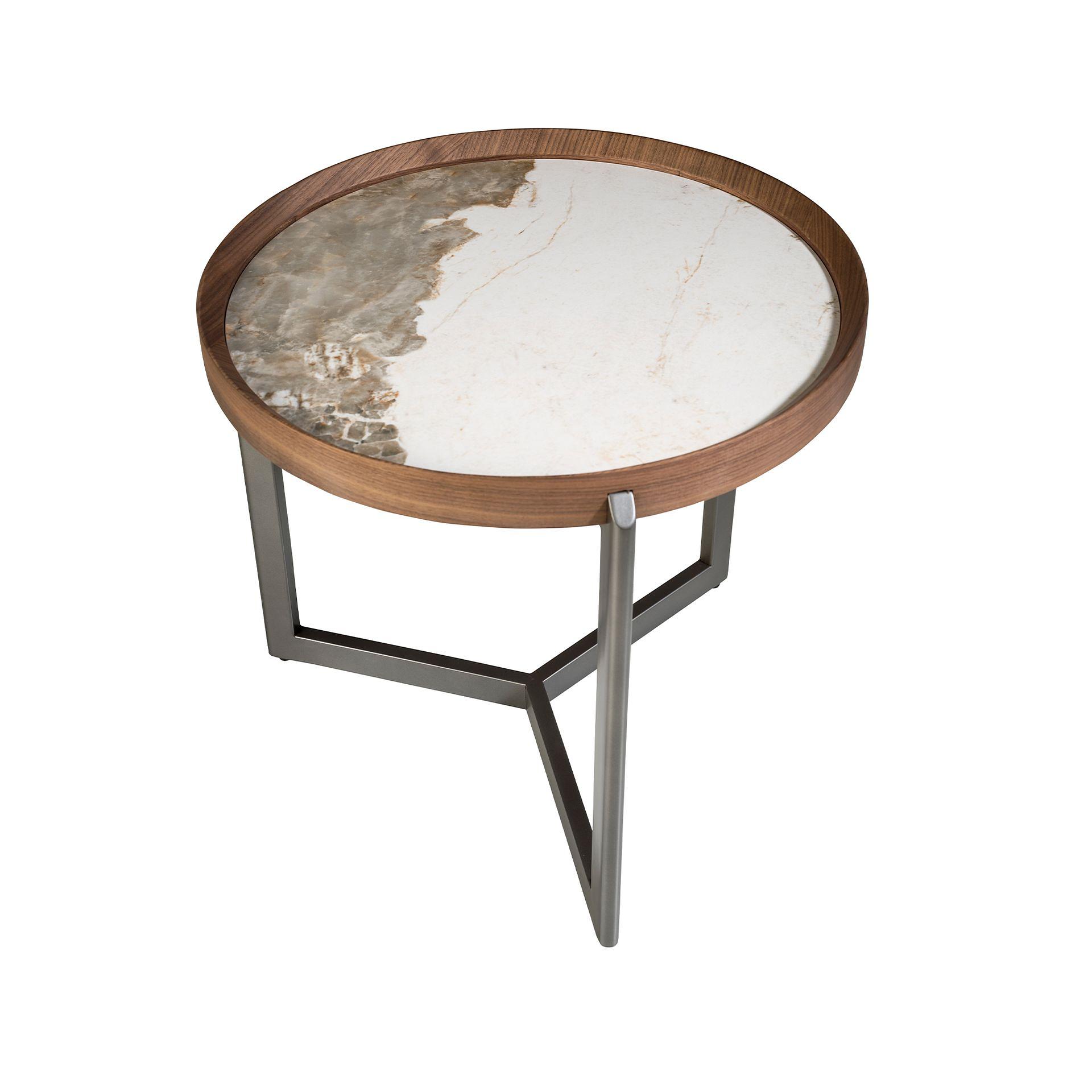 Round coffee table marble steel 5