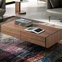 Rectangular coffee table walnut glass 2