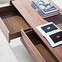 Rechteckiger Couchtisch Nussbaum Glas 4
