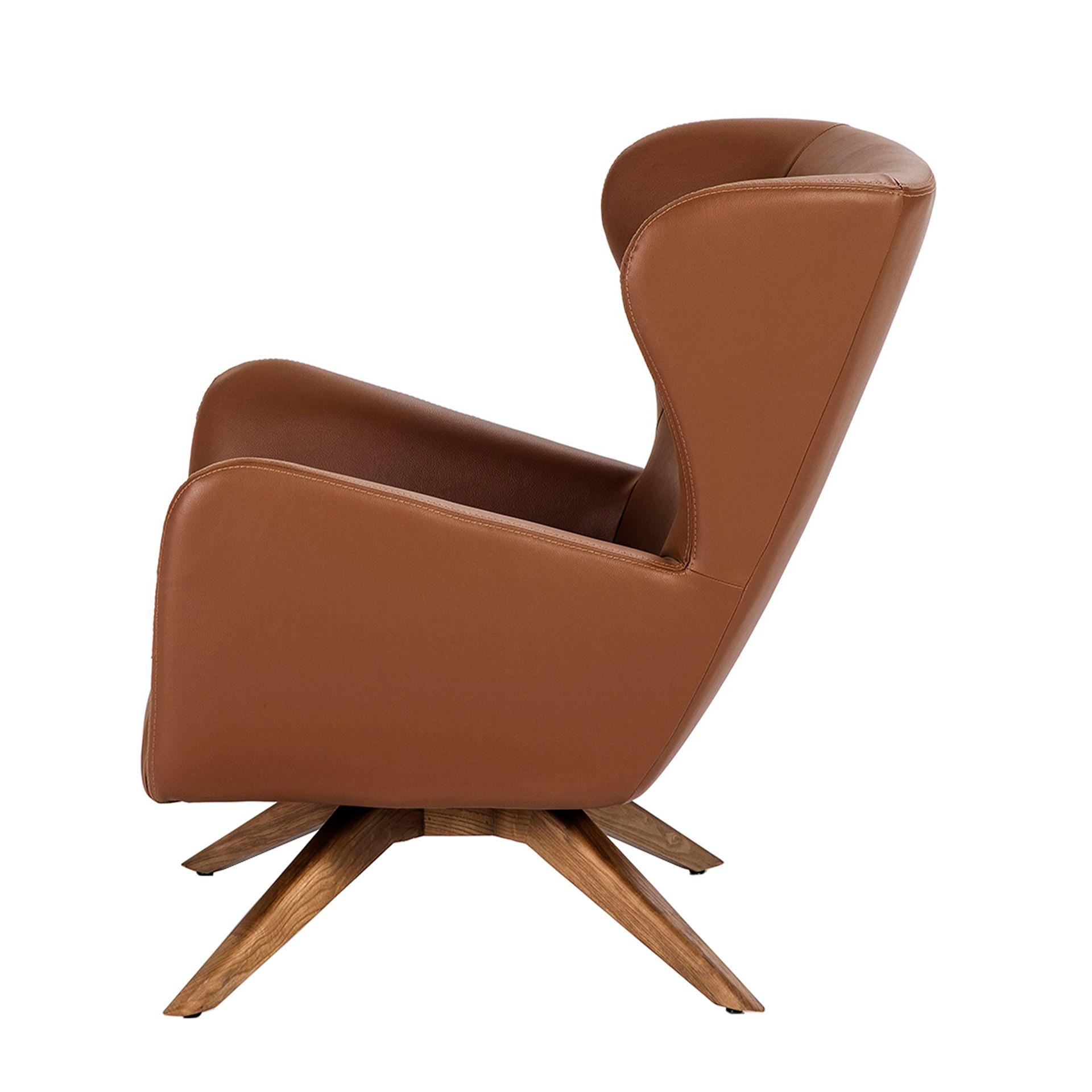Revolving armchair faux leather brown 6