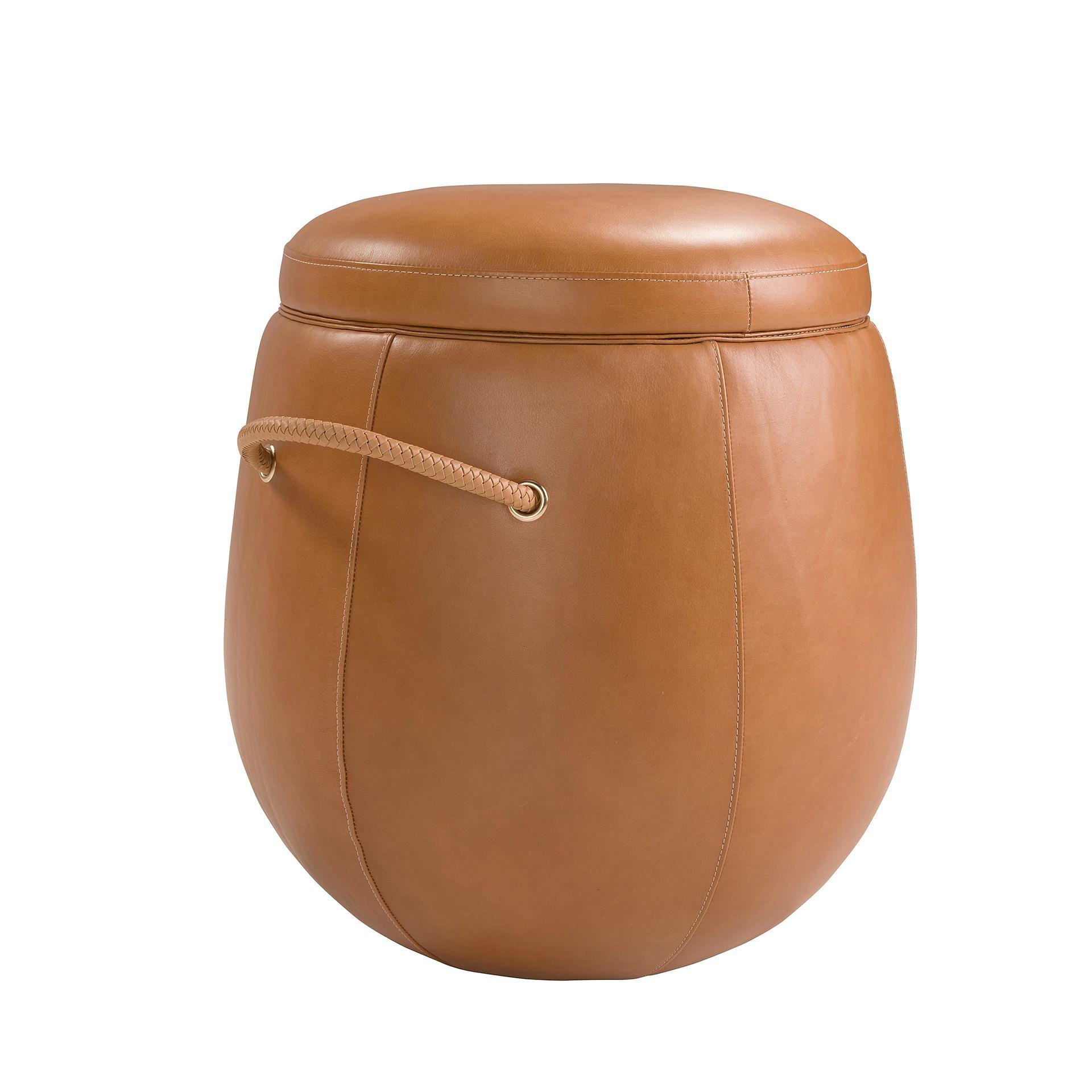 Fußhocker Leder Braun 1